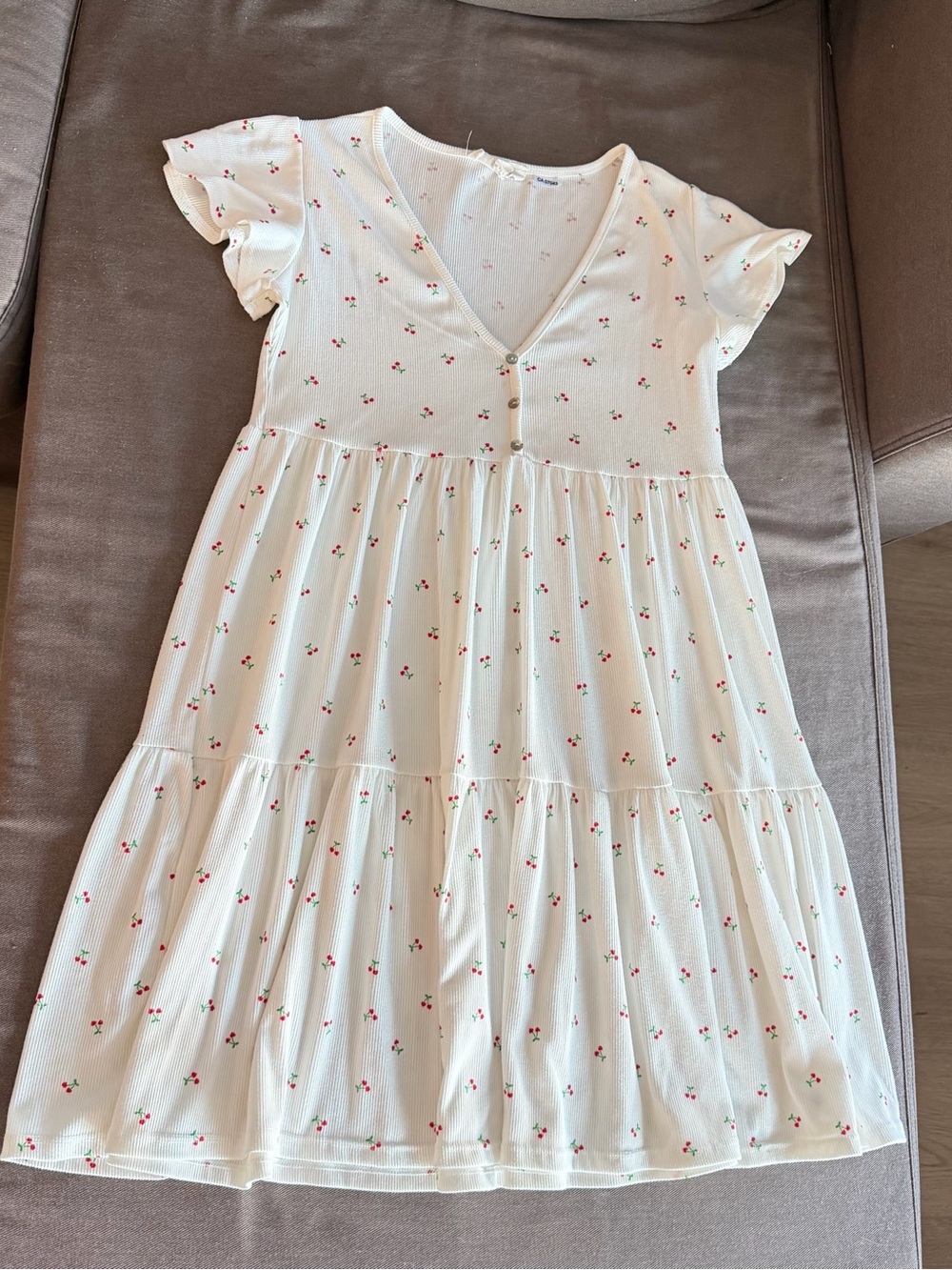 Jessica Simpson White Ribbed Tank with Pink Floral Dots